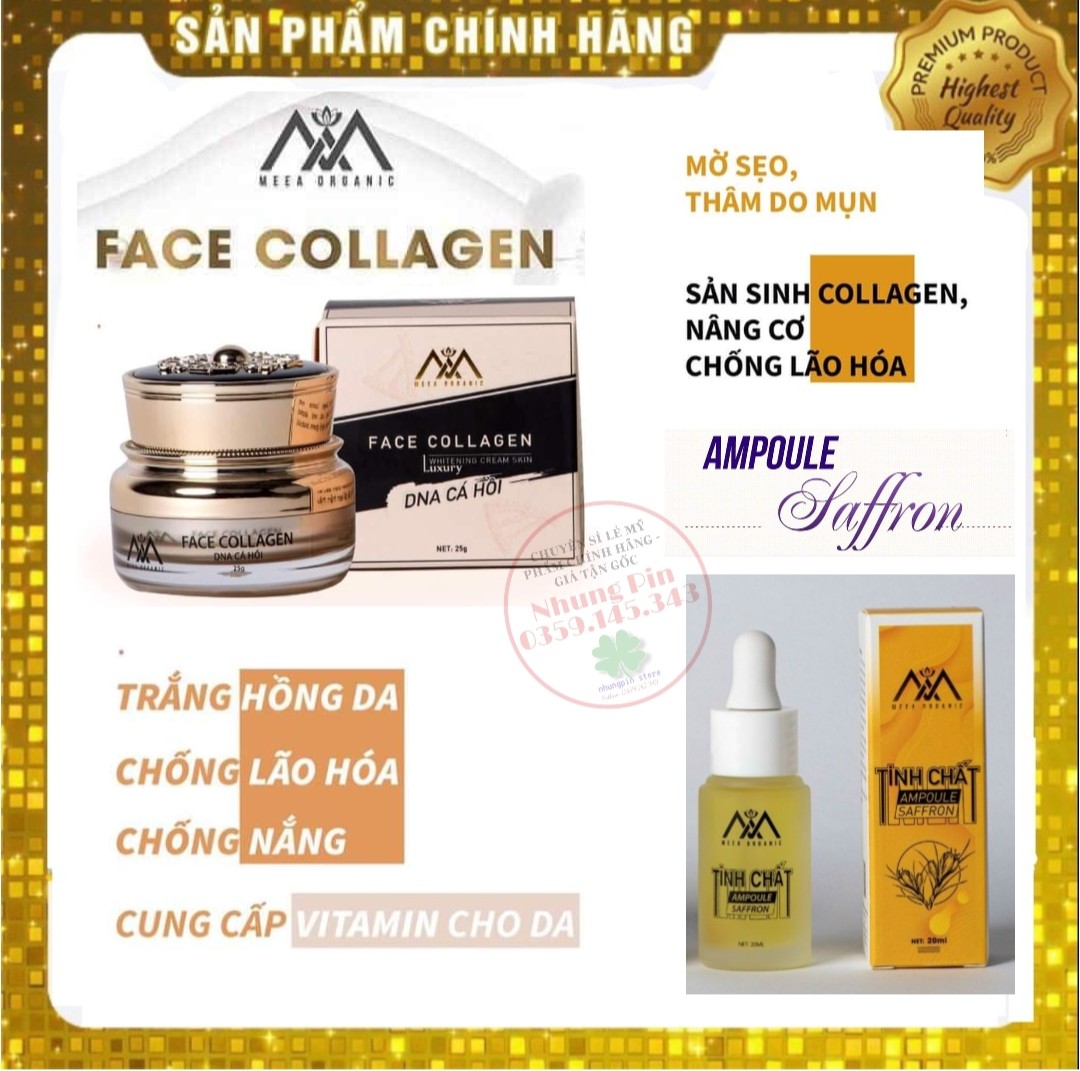Combo Kem Face Collagen DNA Cá Hồi 25gram và tinh chất Saffron