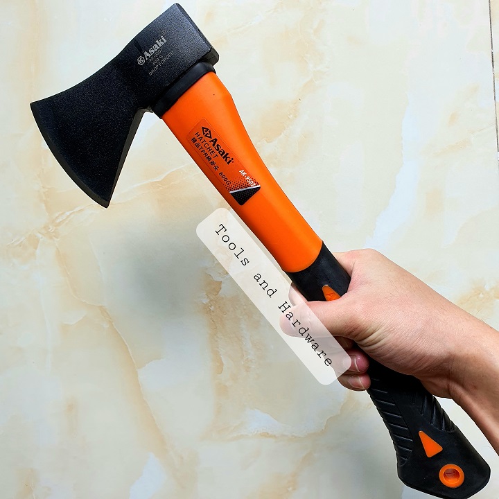 (Ảnh thực tế) Rìu hãng Asaki 600gr bảo hành 12 tháng công dụng bổ củi, chặt cây, làm vườn, thoát hiểm, cứu hộ đa năng – Búa rìu cán nhựa, Búa rìu, Bua riu Asaki, Rìu bổ củi, Rùi chặt cây, Riu bo cui, Riu don cui, Riu chat cay