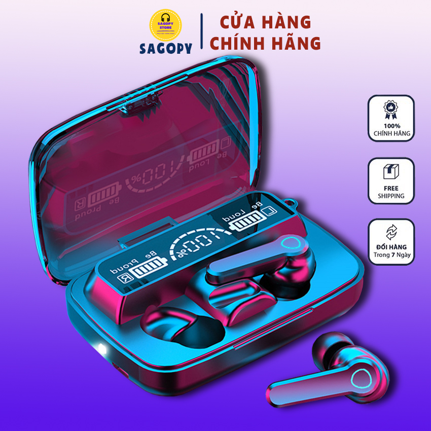 Tai nghe bluetooth không dây M19, M10, F9 Pro cảm ứng, tai phone gaming in ear kèm sạc dự phòng