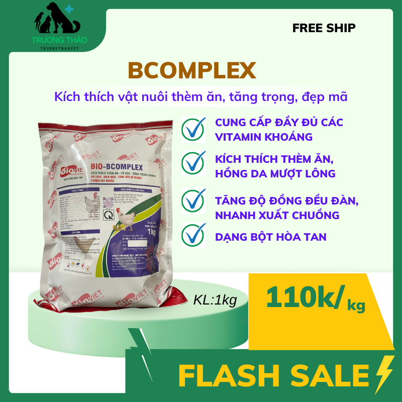 [1kg BIO-BCOMPLEX dạng CỐM siêu tan] bổ sung vitamin b1,b2,b3,b5,b6, vitamin C,chất bổ cho chó, mèo,