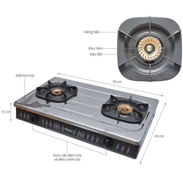 Bếp gas đôi Rinnai RV-377 (S)N mặt inox