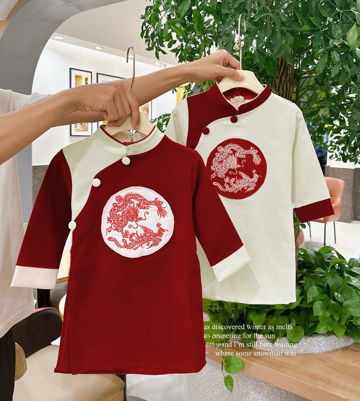 Áo dài tết cho bé trai áo dài cách tân mặc tết cho bé trai áo dài nhung gấm thêu long phụng cho bé trai