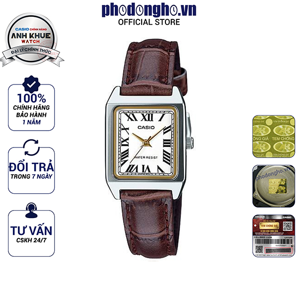 Đồng hồ nữ dây da casio anh khuê ltp-v007l-7b2udf