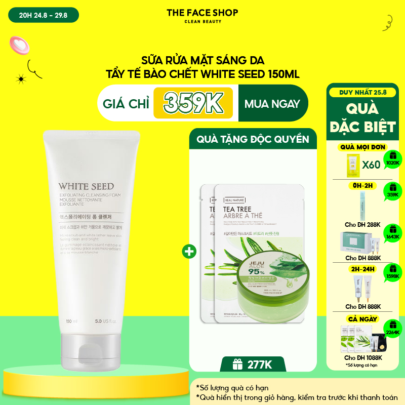 [DUY NHẤT 25.8]Sữa Rửa Mặt Làm Trắng Sáng Da THEFACESHOP White Seed Exfoliating Cleansing Foam 150ml