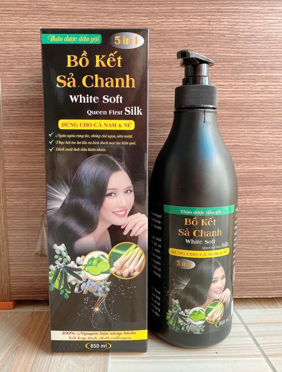 Dầu gội bồ kết chanh xả hoa bưởi 850ml/chai