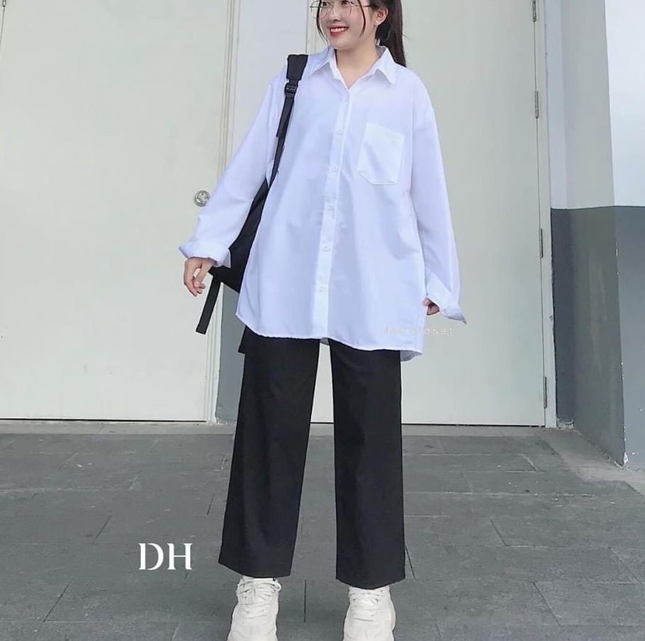 ❤️ RẺ QUÁ ỐI ZỒI ÔI ❤️ Áo Sơ Mi Trắng Trơn Basic Oversize Nam Nữ Học Sinh E234
