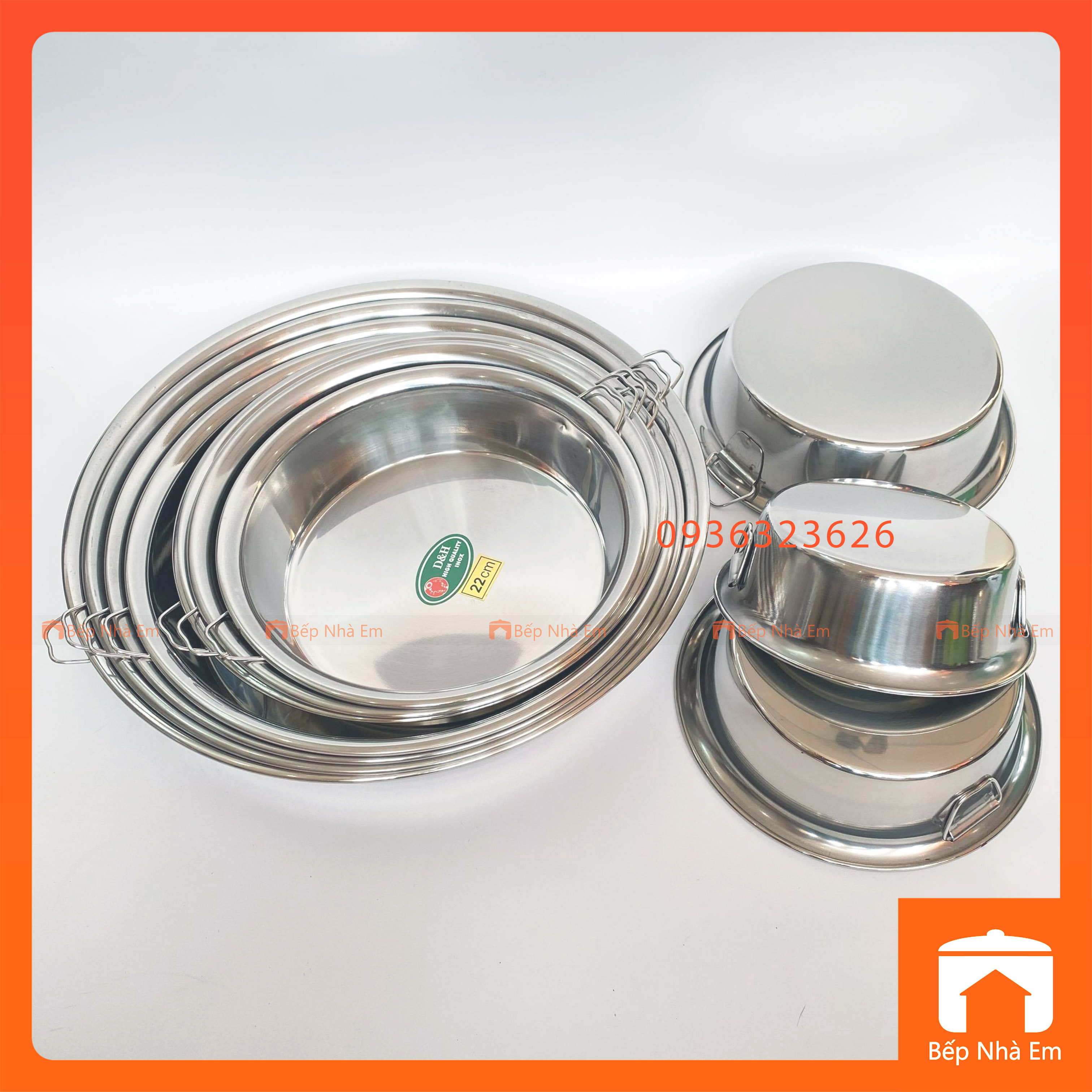 Khay Bơ Inox - Khay Tròn Inox - Xửng Tròn Inox 304 Cao Cấp Nhiều Size