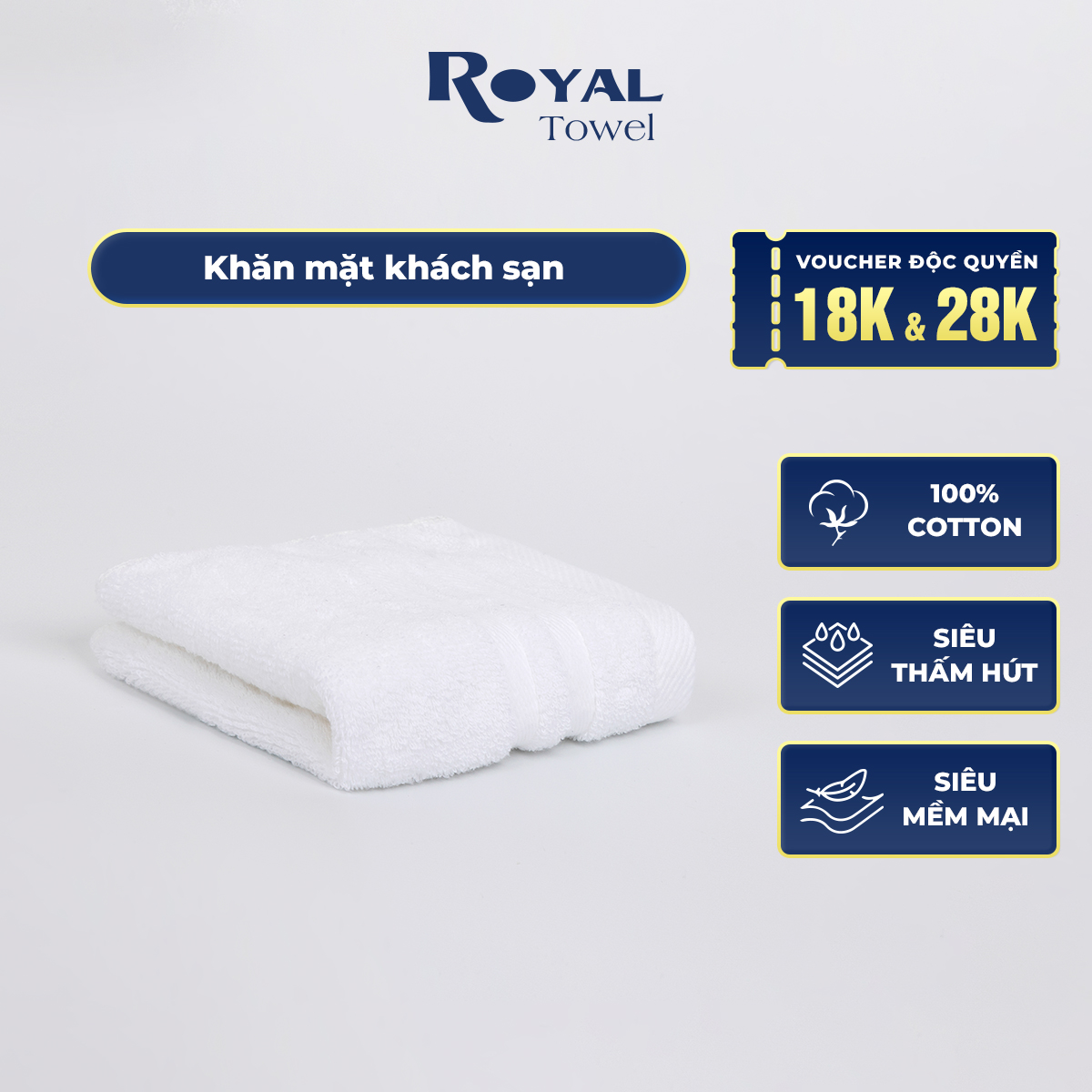 Khăn mặt khách sạn Royal 30x50cm với sợi bông 100% cotton
