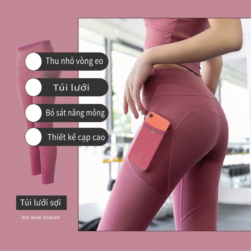 Quần tập gym nữ dài chun mông có túi ,quần tập yoga nữ , Quần chạy bộ nữ tập thể dục tập thể thao đồ tập gym nữ quần tập