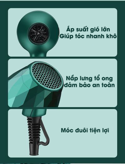 Máy xoáy tóc, Máy sấy tóc chuyên dụng, Máy Sấy Tóc 2 Chiều Deliya Công Suất Lớn 2200W Xanh Nhám, Không Ồn, Nhiệt Độ Ổn Định Không Hại Tóc, Dễ Dàng Tạo Kiểu [ TẶNG KÈM PHỤ KIỆN ]