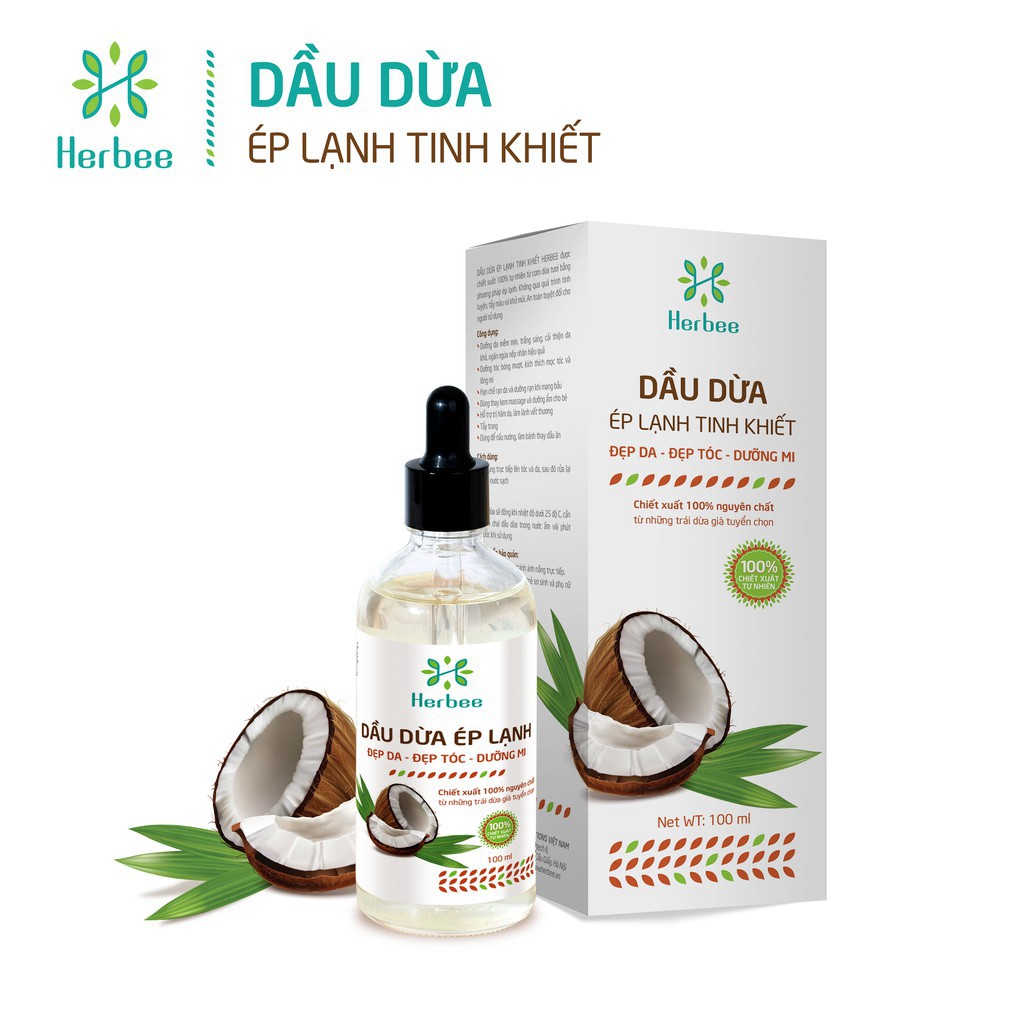 🌺Dầu Dừa Ép Lạnh Herbee 🌺100% Chiết Xuất Tự Nhiên 🌺Ngăn Ngừa và Làm Mờ Vết Rạn Da 🌺Massage Cho Trẻ Sơ Sin