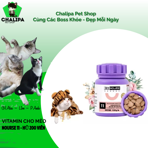 Vitamin nourse 11 - dành cho mèo ăn ngon miệng, phát triển toàn diện - hũ 100g