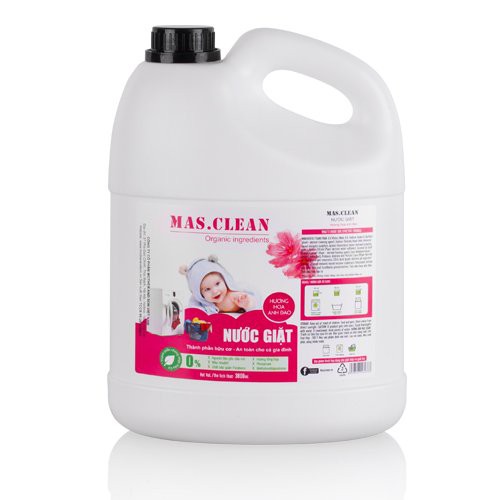 Nước giặt hữu cơ An toàn cho da nhạy cảm Mas Clean hương hoa Anh Đào 3,8L