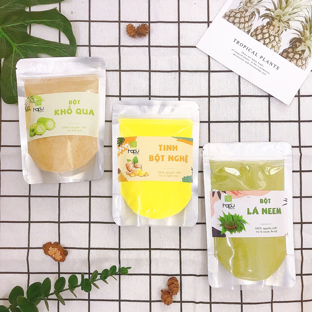 [HCM]Combo Giảm thâm mụn dị ứng Bột khổ qua Tinh bột nghệ Bột lá neem