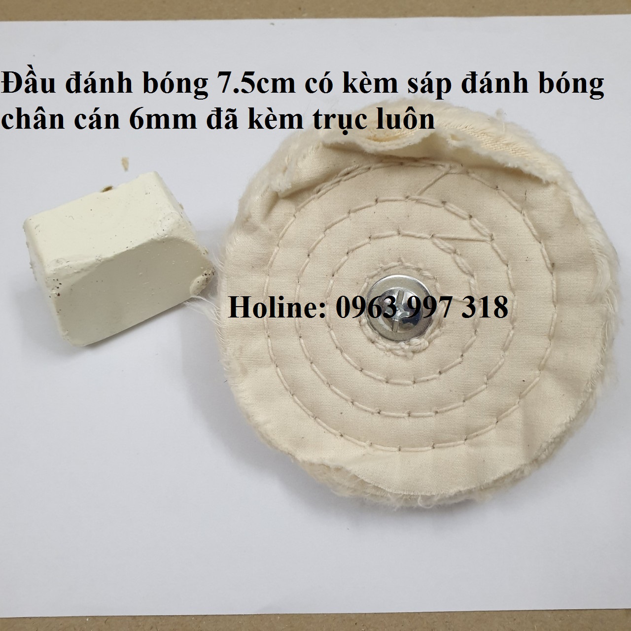 Mũi đánh bóng xe và đánh bóng kim loại 75mm- kèm Lơ đánh bóng kim loại Sáp đánh bóng kim loại