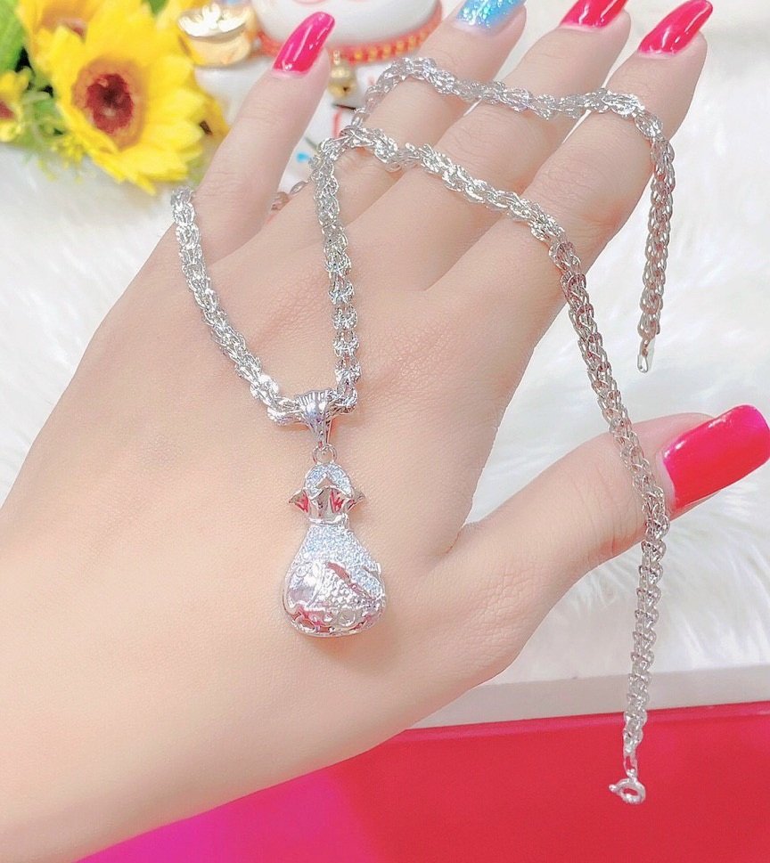 Dây chuyền nữ bạch kim mẫu túi tiền bạc nhỏ 20022022- Dây chuyền đẹp - Dây chuyền thời trang- Tubicony- Bao hoàn tiền, bao đổi trả sản phẩm trong 07 ngày