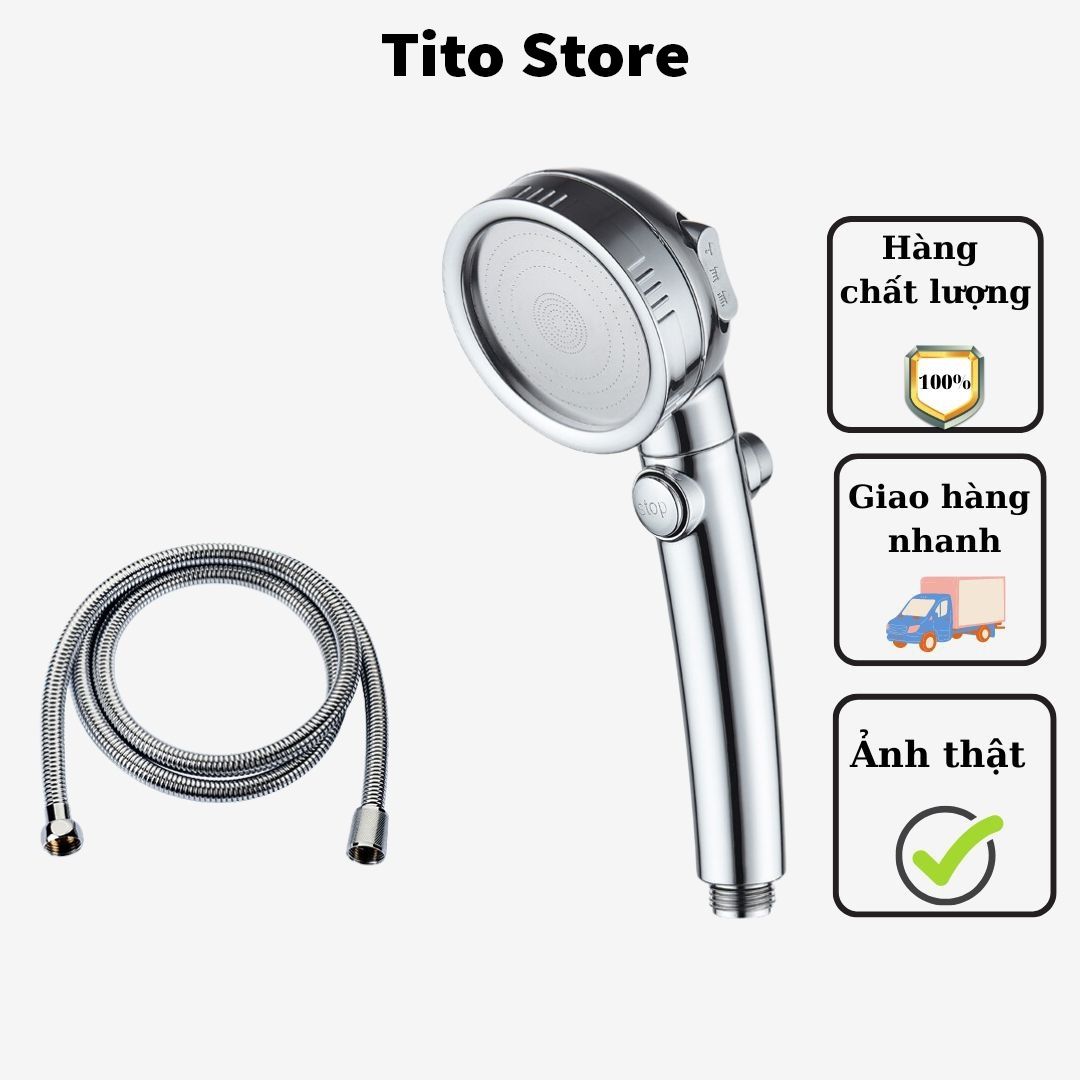 Vòi sen tăng áp công nghệ mới 3 chế độ nước tăng áp siêu mạnh kèm dây nối và vòi hoa sen tắm tăng áp