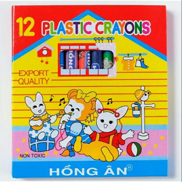 Bút sáp màu 12 cây hồng ân