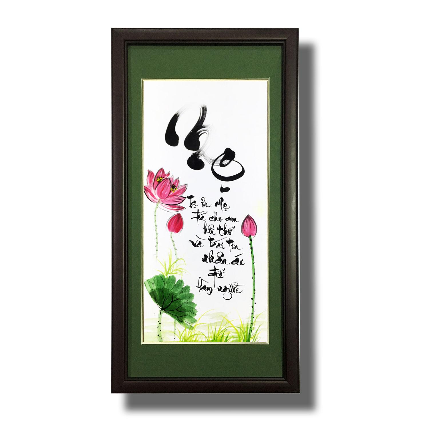 Tranh thư pháp - Chữ Mẹ 08 - Tranh Minh Hiền (viết và vẽ 100% - không sử dụng in ấn)