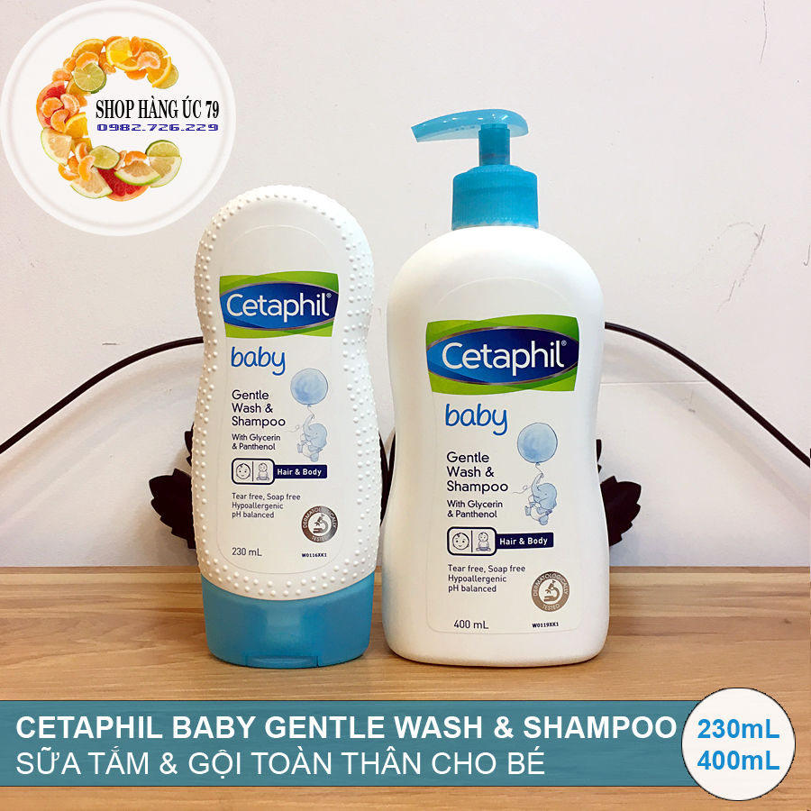 Sữa tắm kiêm dầu gội trẻ em cetaphil của úc - cetaphil baby gentle wash & shampoo
