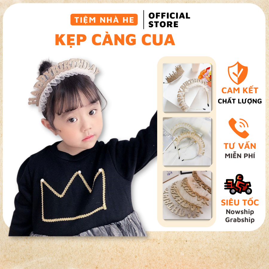 Bờm cài tóc HAPPY BIRTHDAY phụ kiện sinh nhật sắc màu dễ thương phong cách ulzzang Hàn Quốc cho bé