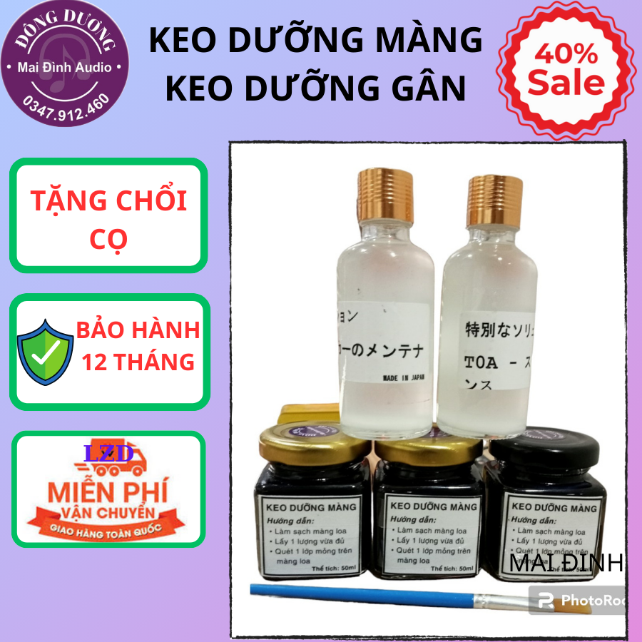 Keo dưỡng gân loa, Màng loa,Hàng nhập khẩu. dung dịch phục hồi gân loa- dầu dưỡng gân, tặng chổi cọ