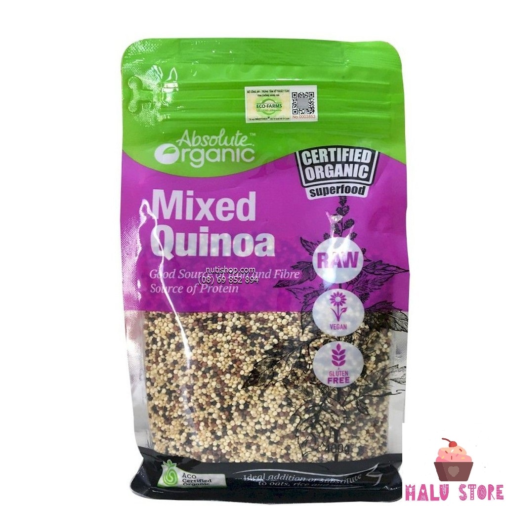 Hạt diêm mạch Quinoa Mix Absolute Organic 400gram của Úc Có tem chống giả bộ công an