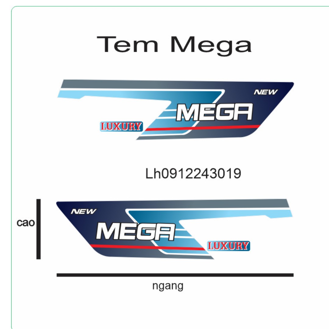 Tem decal mega luxury tem cửa dán trang trí xe tải, ô tô