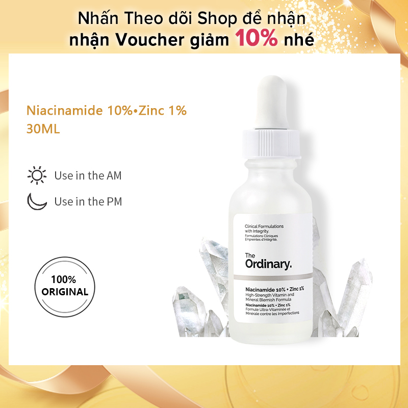 The Ordinary chính hãng Serum Niacinamide 10% + Zinc 1%-30ml，dưỡng trắng da căng bóng mụn điểm tối mờ dần