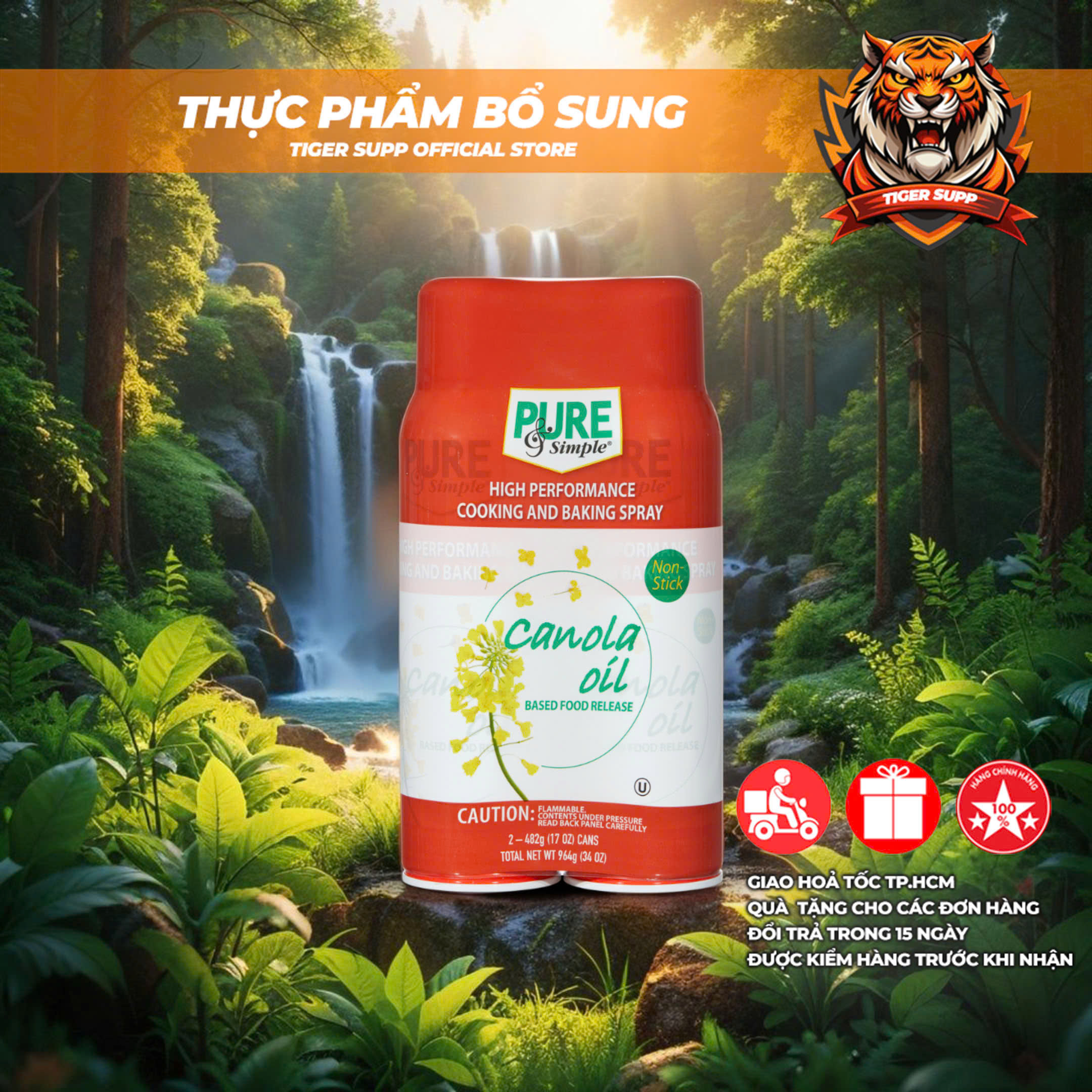 (Date 9/26) Dầu Hạt Cải Xịt Không Calo Pure & Simple 17oz Hỗ Trợ Giảm Cân