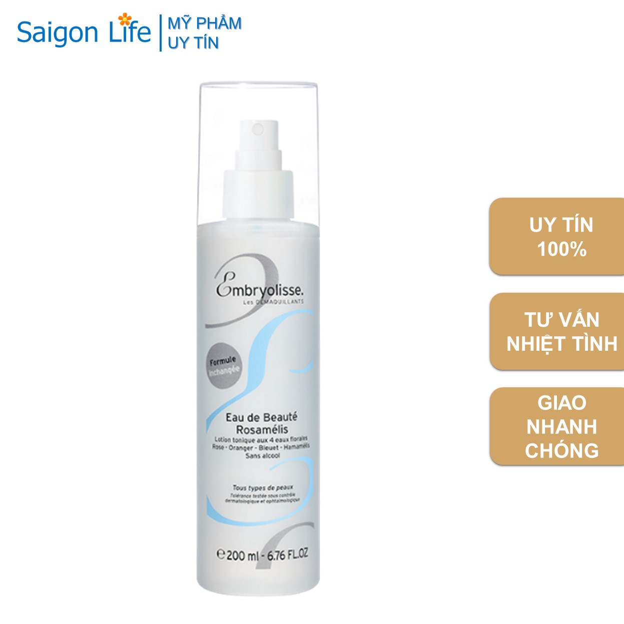 Xịt dưỡng cấp ẩm sâu, làm dịu da embryolisse eau de beaute rosamelis 200ml