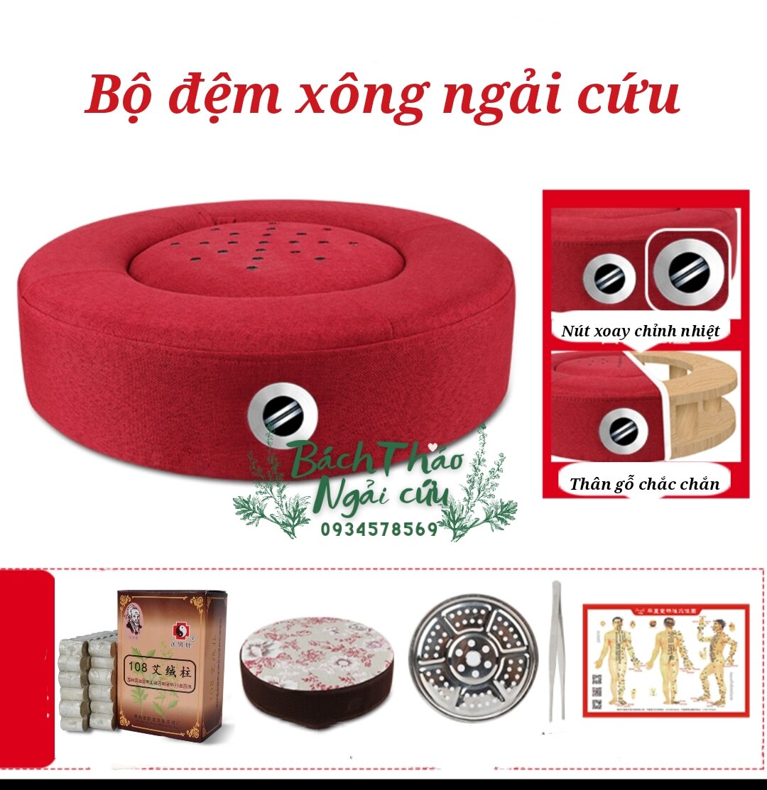 Đệm ngồi xông ngải cứu.Đệm xông cứu ngải có nút điều chỉnh nhiệt độ