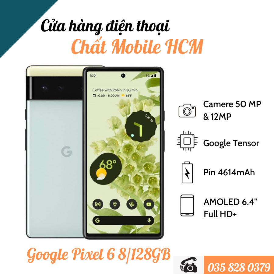 Điện thoại google pixel 6 bản quốc tế 2 sim 8/128gb, chất mobile