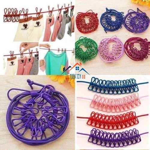 Dây phơi kẹp sắt kèm móc thông minh