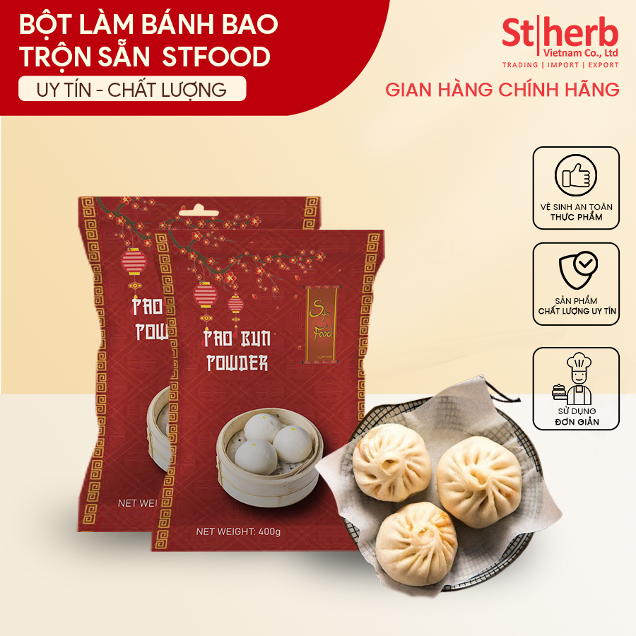 Bột làm bánh bao trộn sẵn stfood 400gram - 1kg