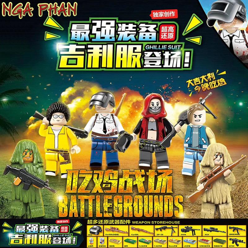 Bộ 6 Nhân Vật Game PUBG Ẩn Thân Siêu Cấp Lego Quan Guan Đồ Chơi Xếp Hình Lắp Ráp