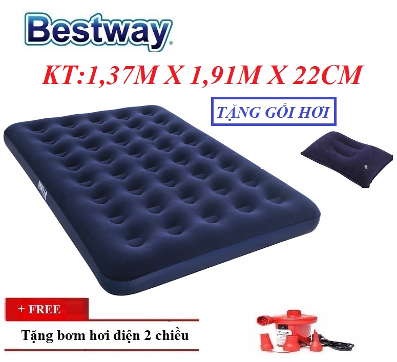 Đệm/Nệm bơm hơi tiện dụng 2 người nằm -1,91m x 1,37m x 22cm kèm bơm điện.