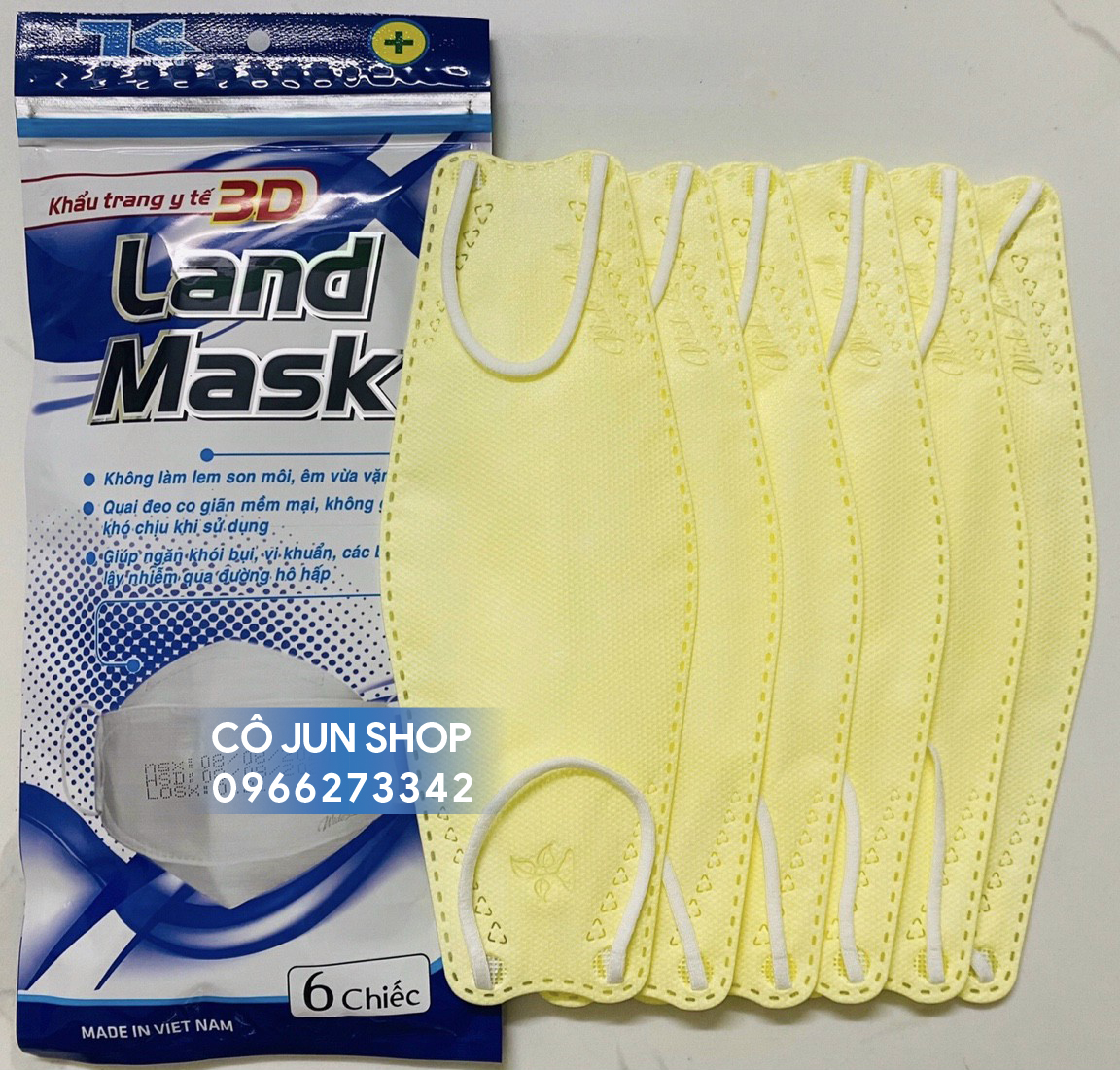 Khẩu trang kháng khuẩn 4 lớp 3D Land Mask nhiều màu 6 cái/ túi