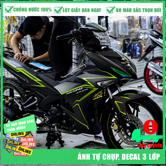 [MUA NGAY 1 TẶNG 1] Tem Trùm Exciter 150 Đen Xanh Nhám Mx-King - Tem Dán Xe Máy Đen Xanh Cao Cấp - Đổi Trả Miễn Phí