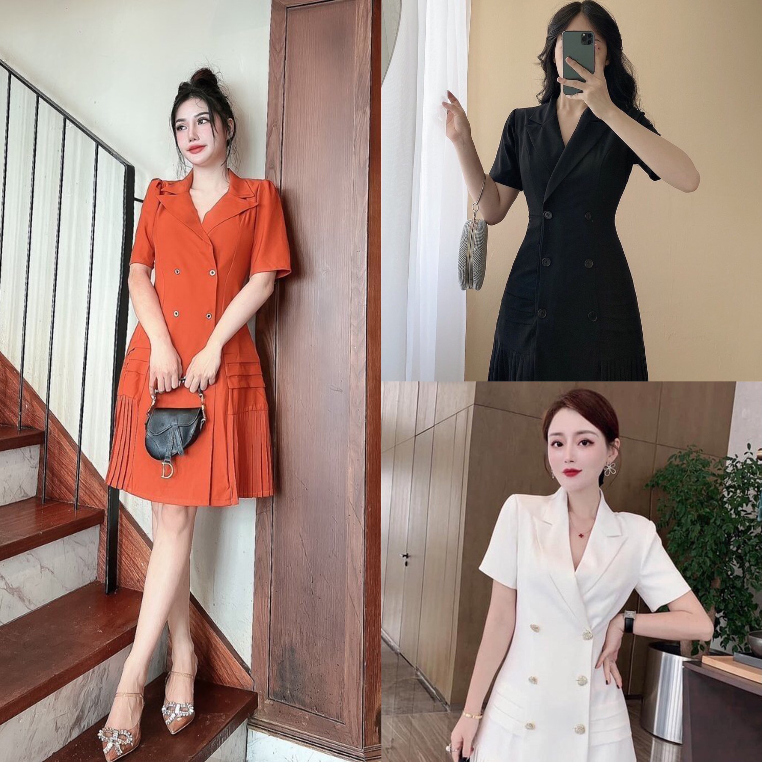 Đầm vest dáng xòe phối cúc k202 akara phù hợp dạo phố đi làm công sở s m l xl xxl