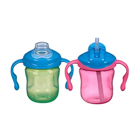Set 2 bình nước tập uống đầu mút + ống hút Playtex 6oz