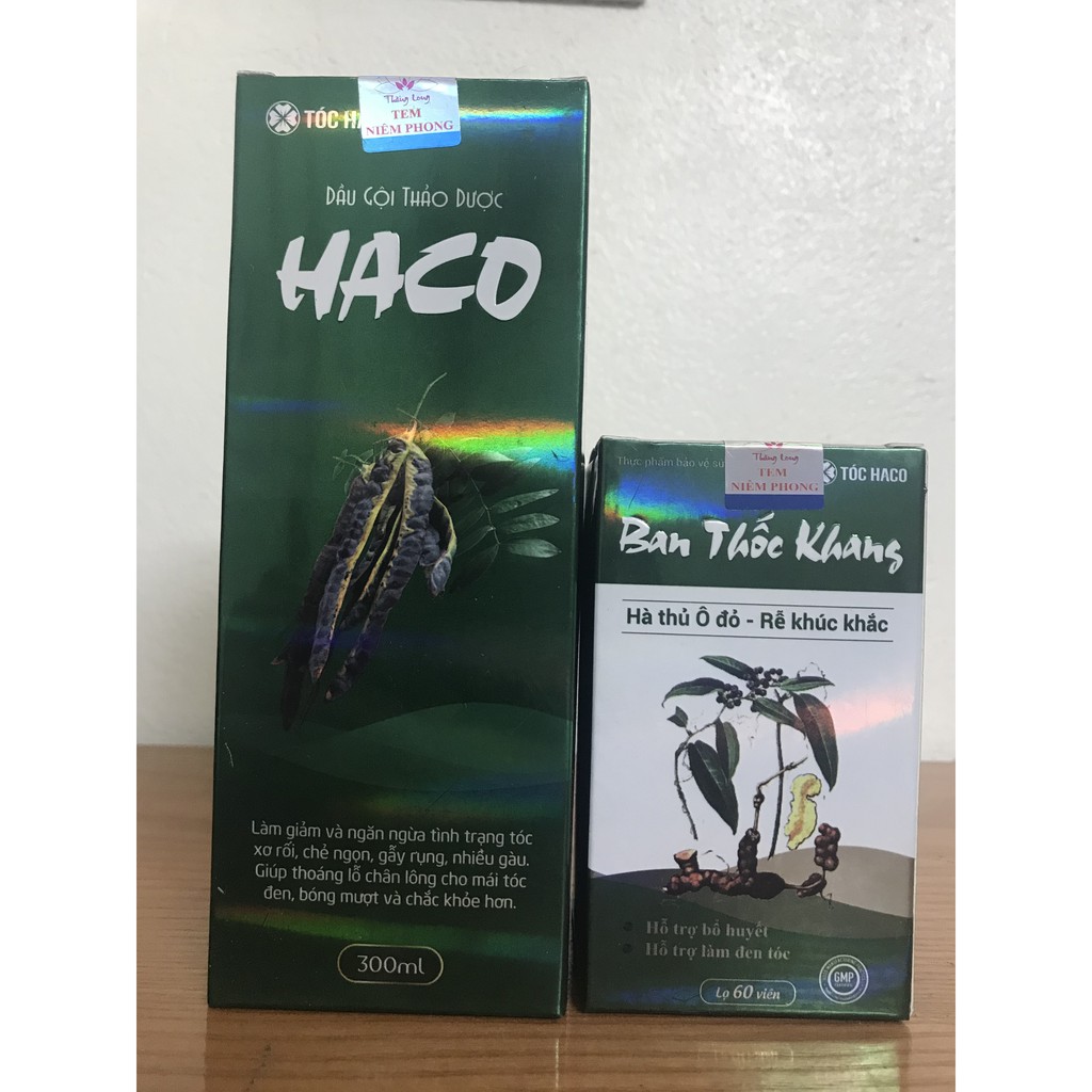 Combo: 1 dầu gội thảo dược haco, 1 ban thốc khang 60 viên
