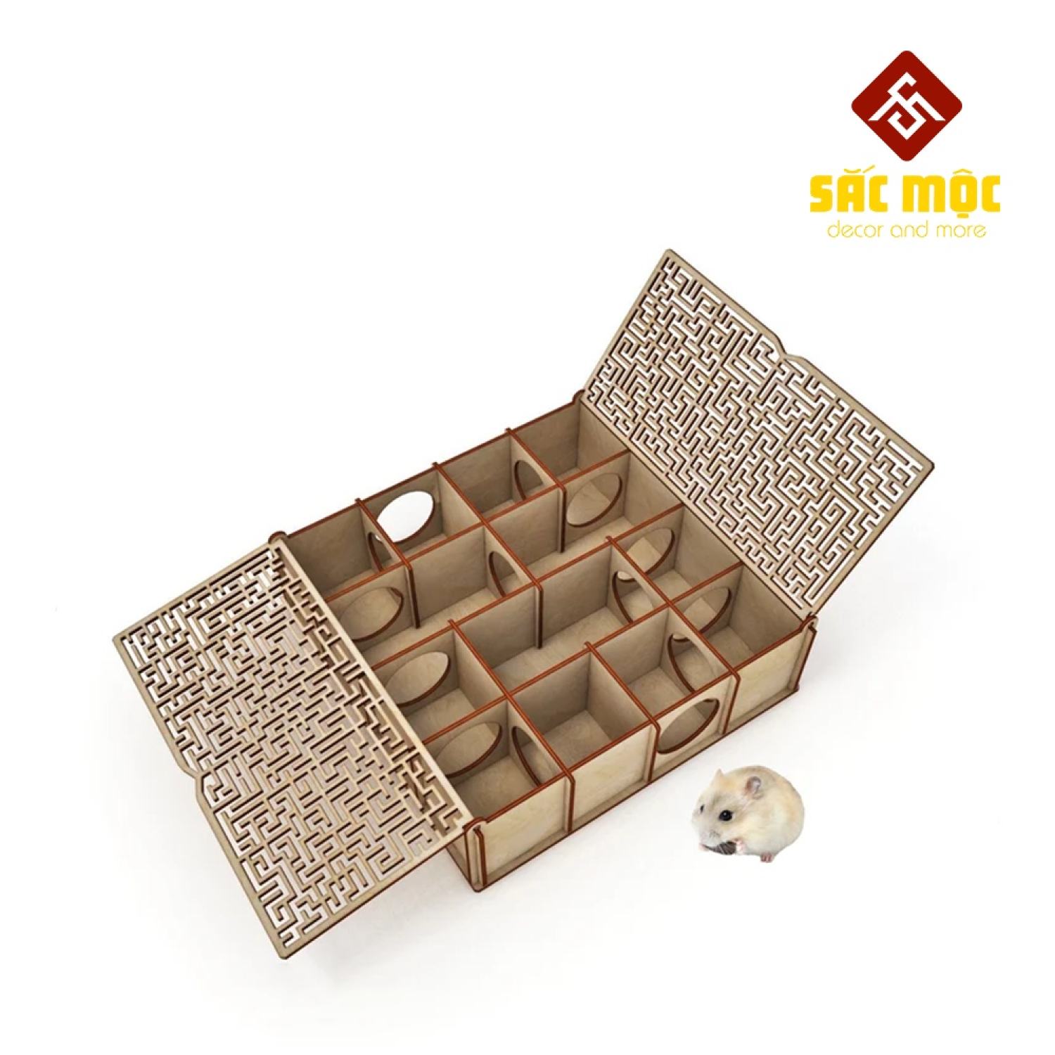 Mô hình hộp mê cung gỗ lắp ráp cho chuột hamster size 267 cm