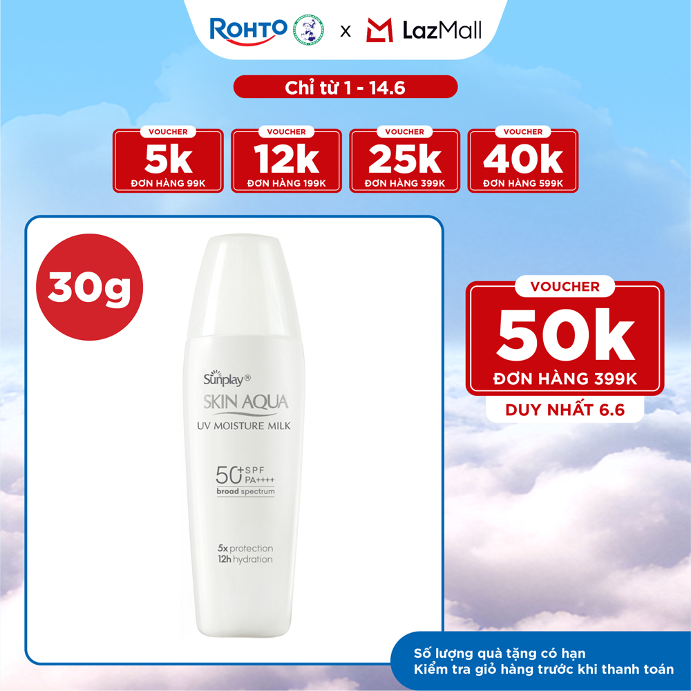 Kem chống nắng Skin Aqua dưỡng ẩm, dạng sữa dùng hàng ngày Sunplay Skin UV Moisture SPF 50, PA++++ 30g