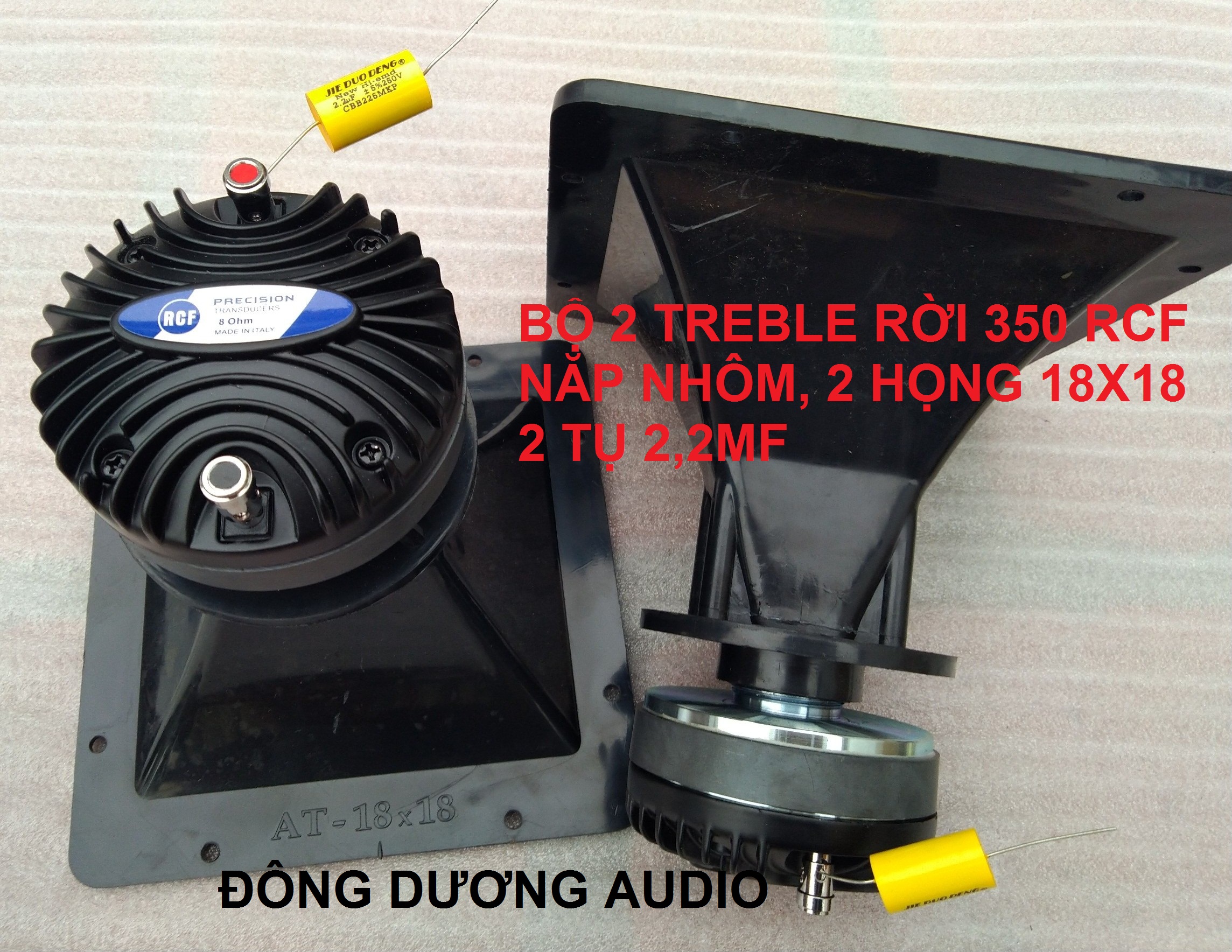 Loa trép 350 rcf nắp nhôm - giá hai loa+ họng 18x18 tặng tụ