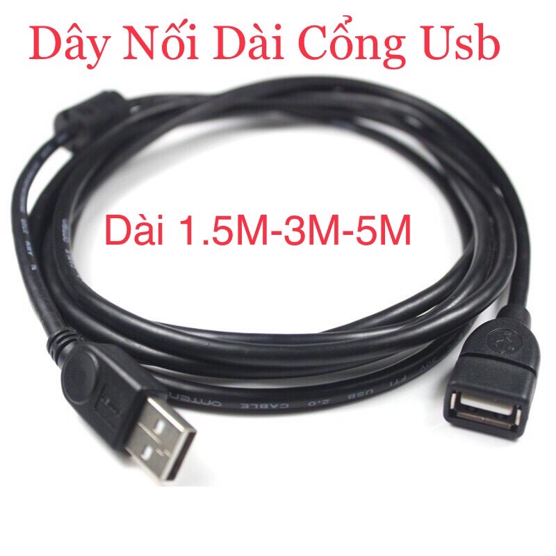 Cáp usb nối dài chống nhiểu 1.5m 3m 5m cable usb nối dài 2.0 hàng zin loại tốt