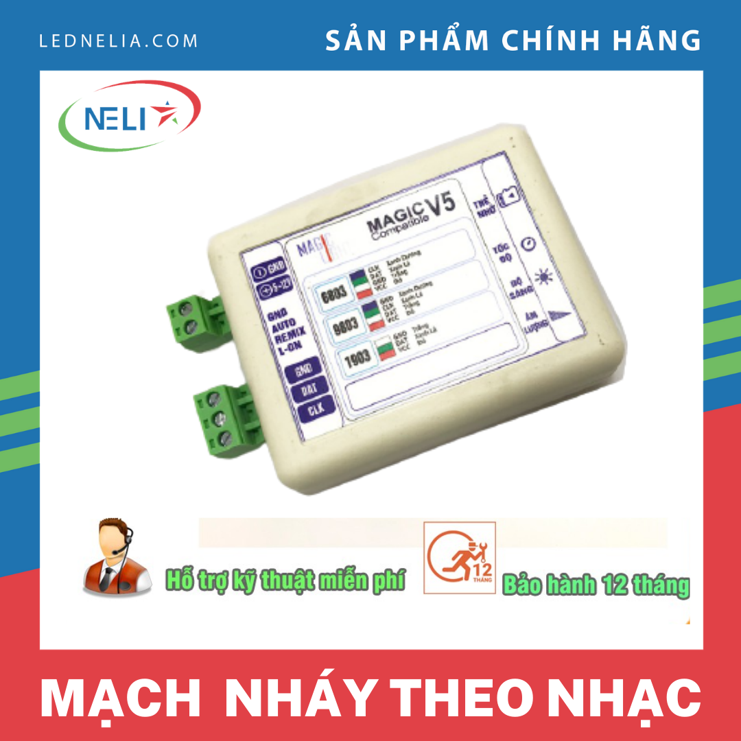 Mạch Magic V5 nháy theo nhạc cho LED full color.