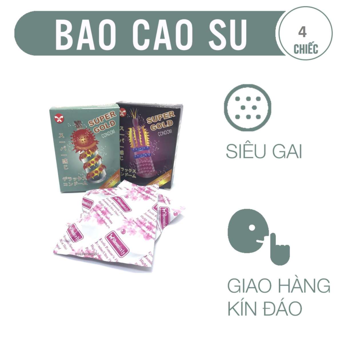 [HCM]Bộ 2 hộp bcs SUPER GOLD siêu gai lớn Nhật Bản 4c