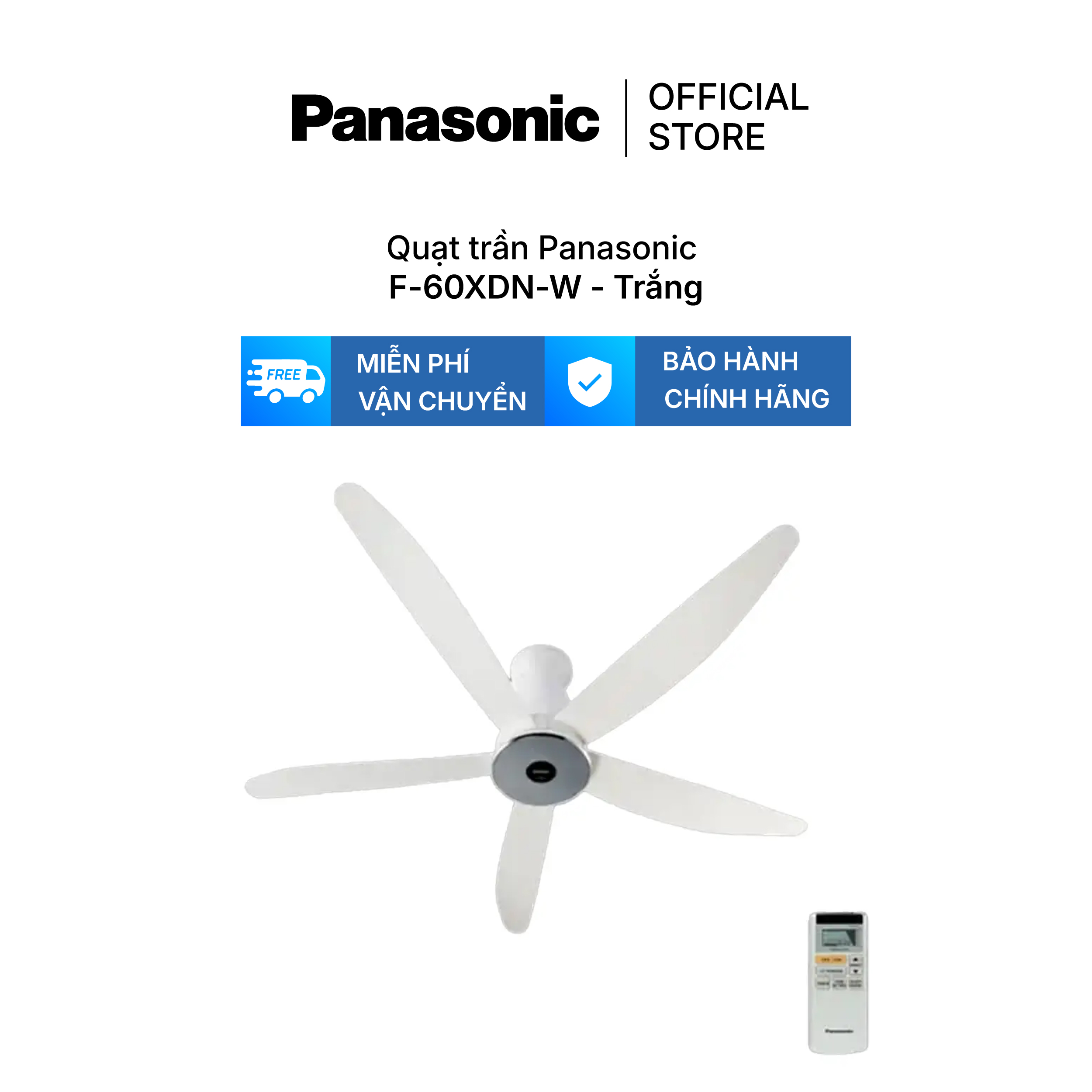 Panasonic Ceiling Fan Model F-60Xdn (White, Black - 9 Wind Modes - 37W Capacity)