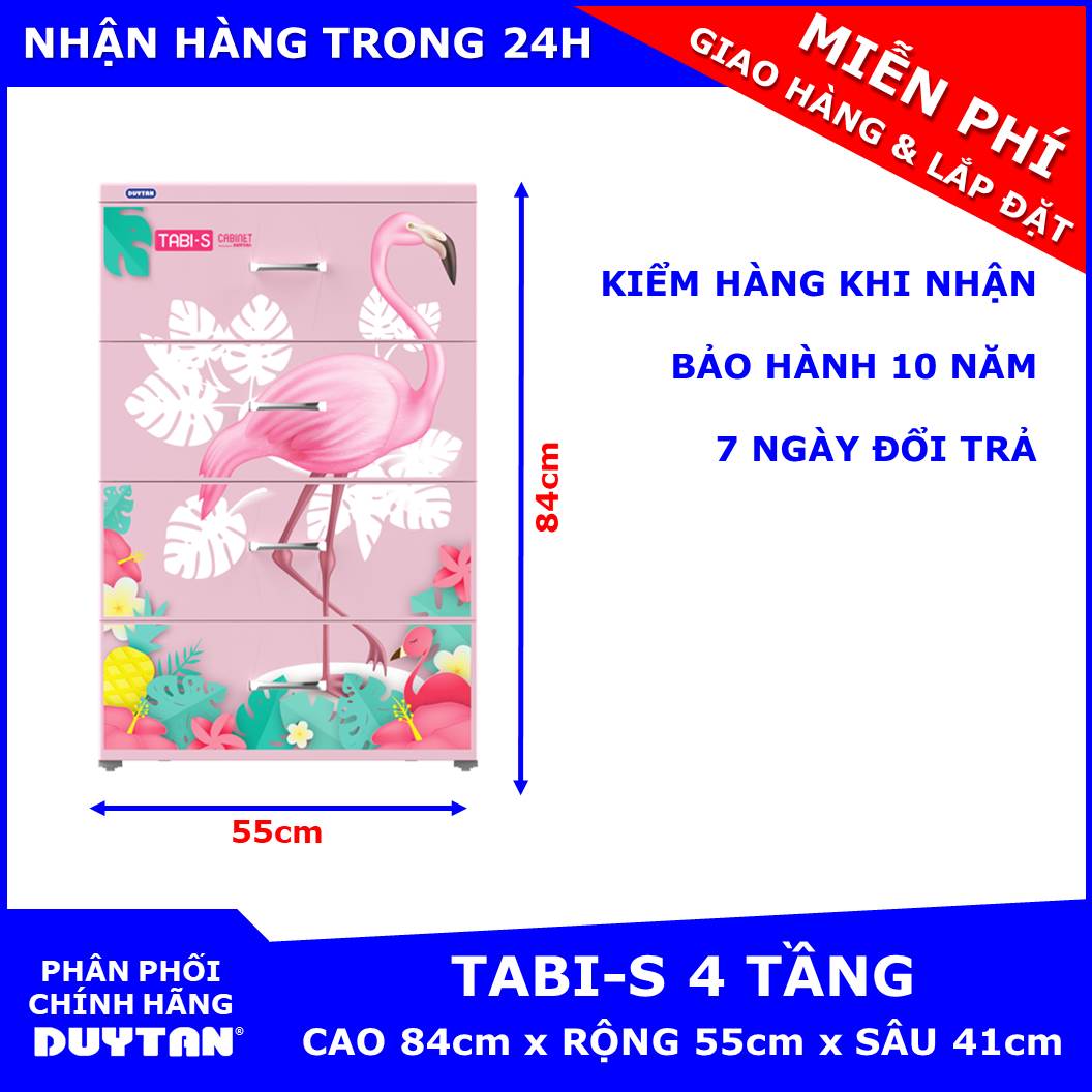 Tủ nhựa duy tân tabi-s 4 tầng - họa tiết ngẫu nhiên